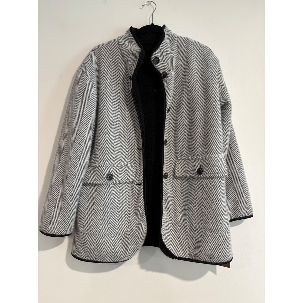 Weatherproof Herringbone Sherpa Lined Jacket Womens Small Grey